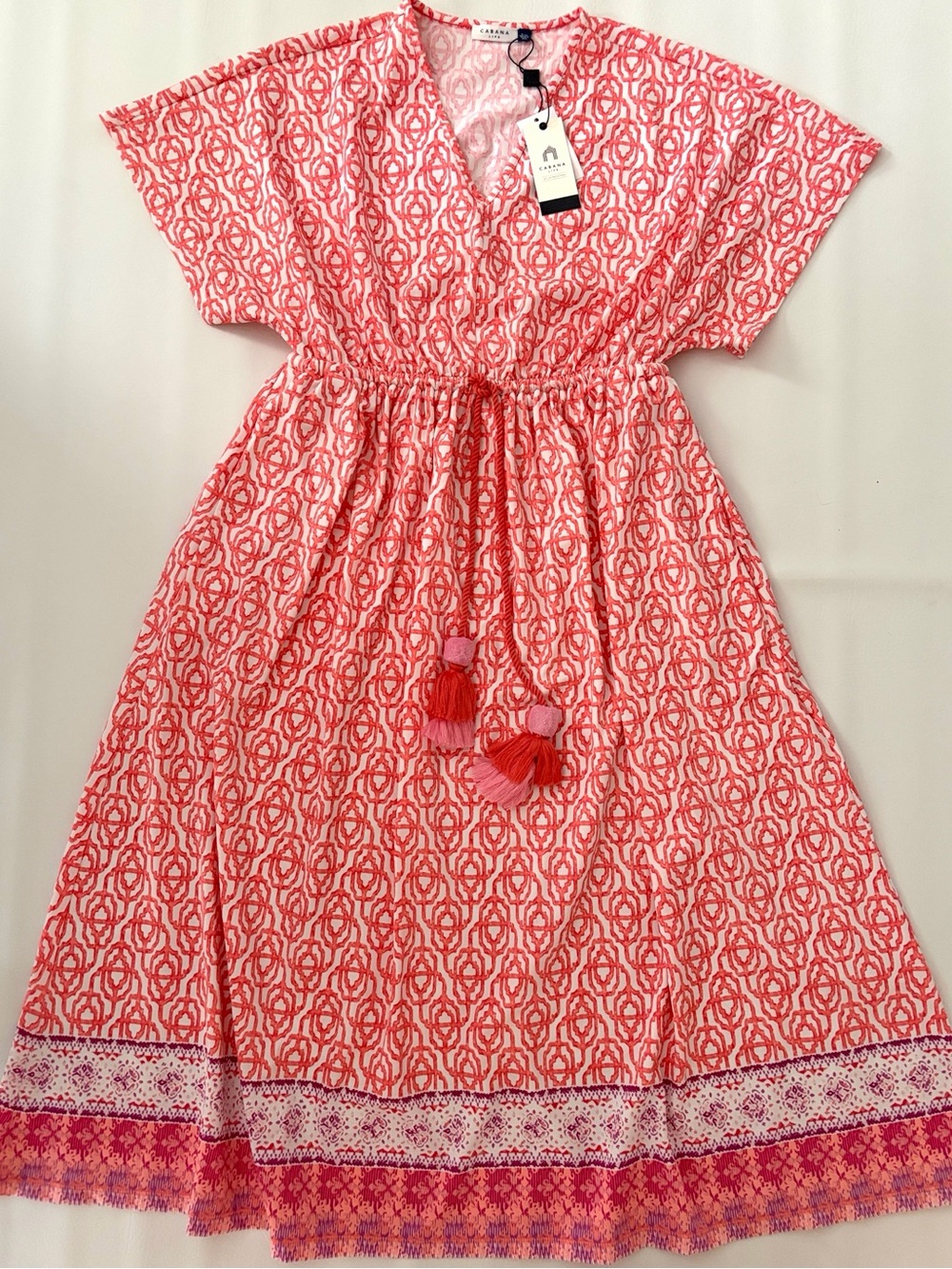 Cabana Life Dress Summer Napa Tie Waist Midi Dress NWT size Small Medium - Picture 10 of 15